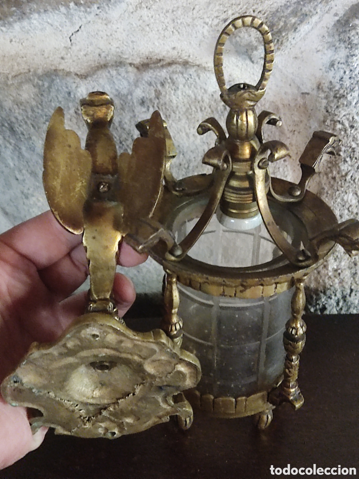 Vintage: L&aacute;mpara bronce y cristal - Foto 9