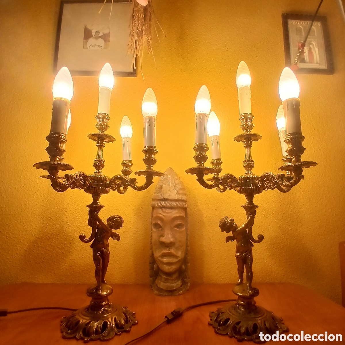 Vintage: Pareja de Candelabros de bronze con 5 luces - Foto 1