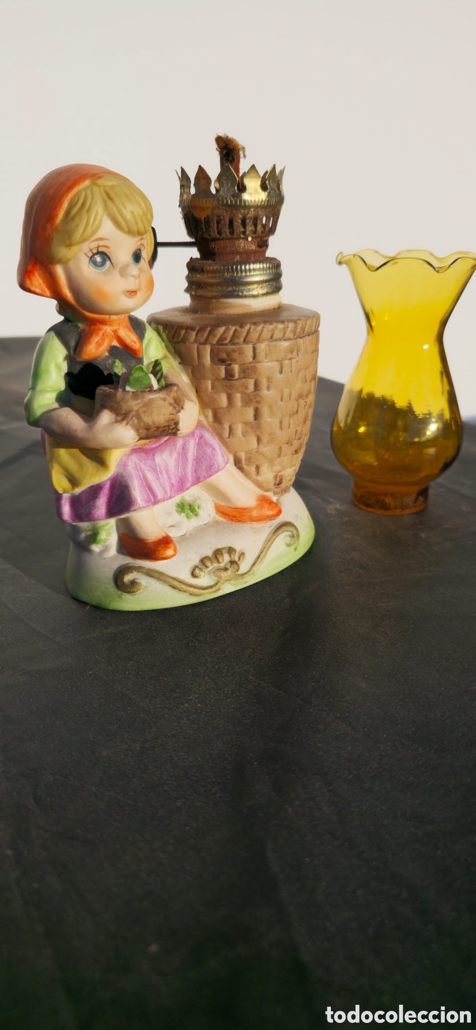 Vintage: Antiguo quinque ceramica - Foto 5