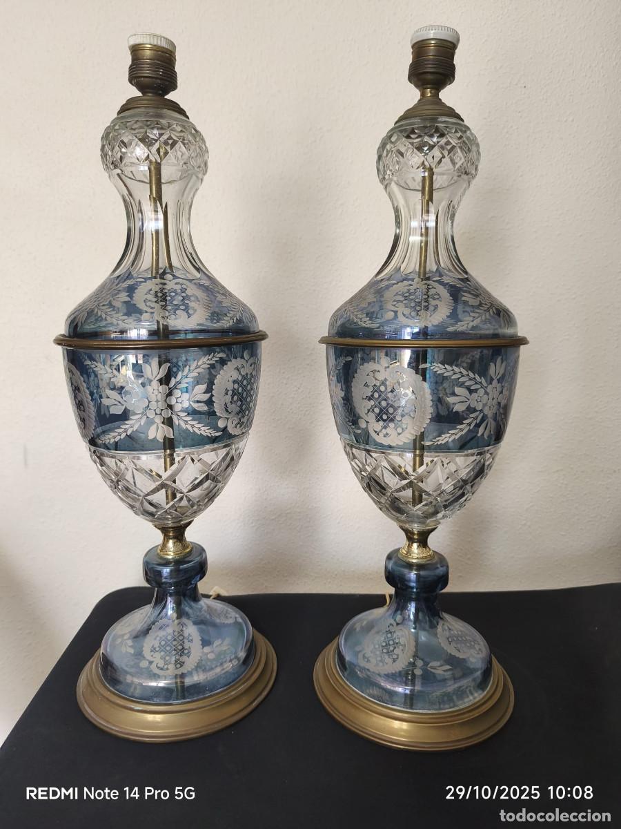 Vintage: L&aacute;mparas Cristal Bohemia Azul - Foto 1