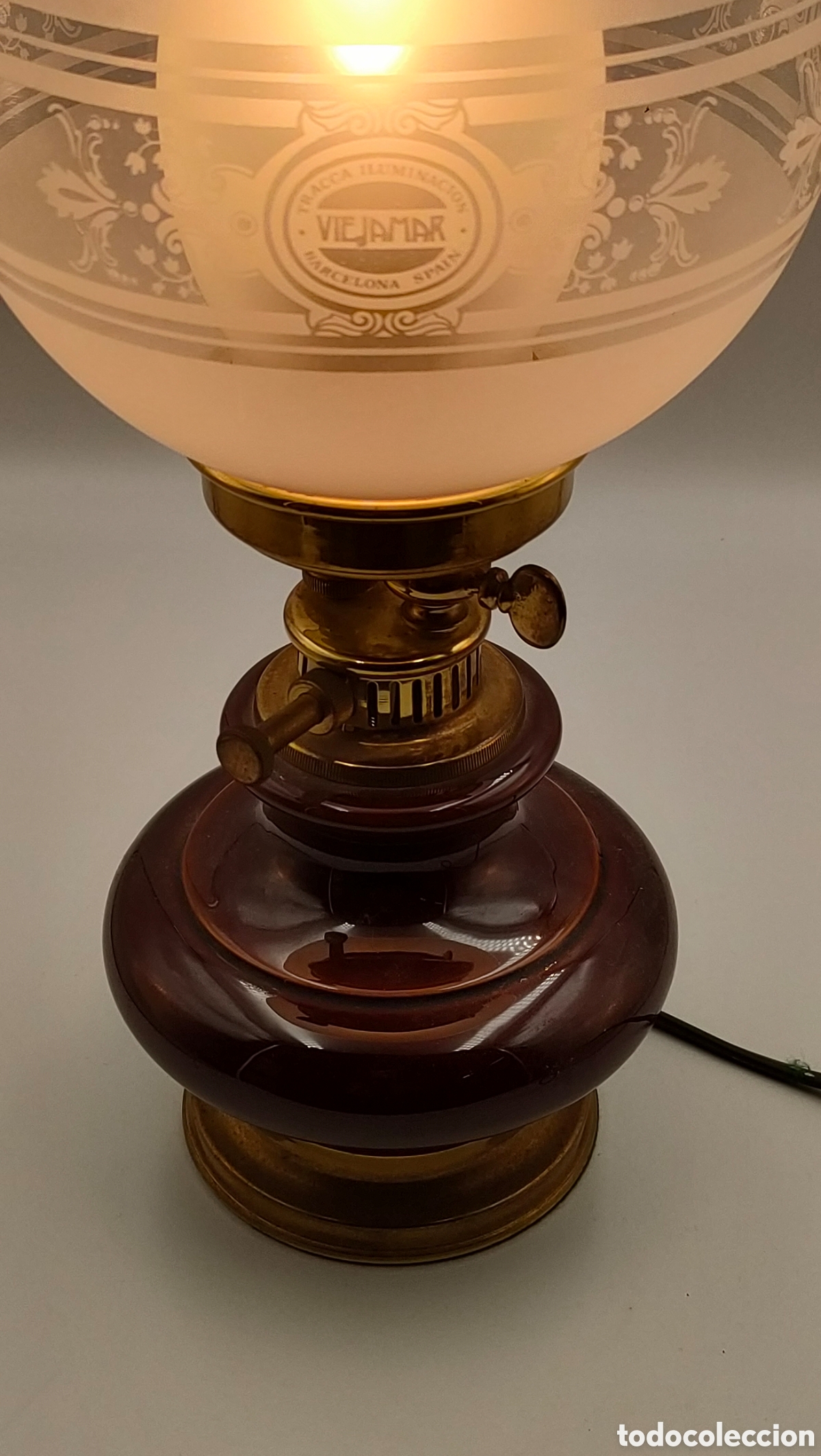 Vintage: Lampara de mesa quinqu&eacute; Viejamar - Foto 7