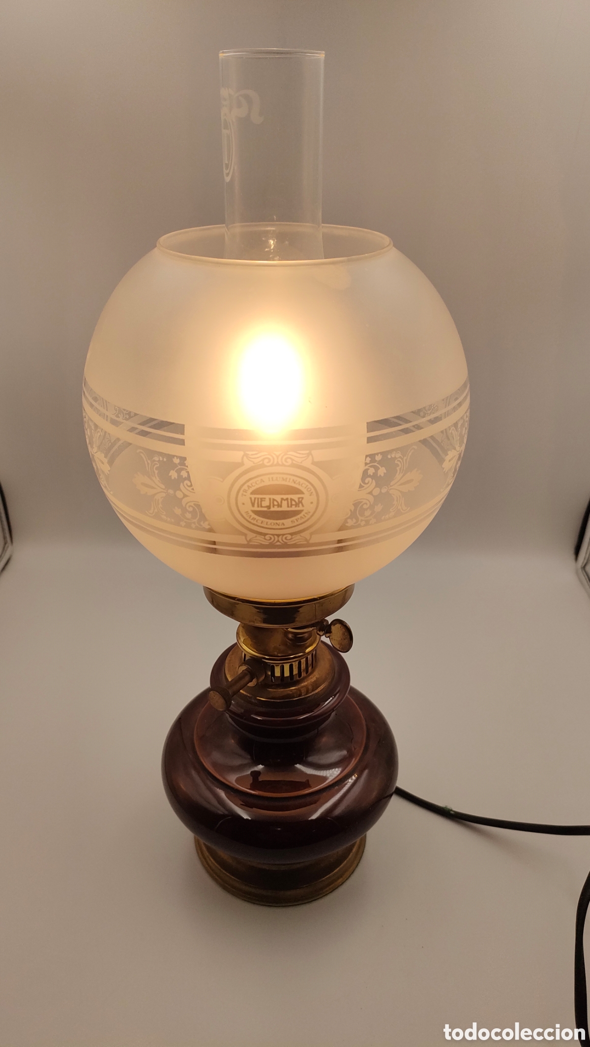 Vintage: Lampara de mesa quinqu&eacute; Viejamar - Foto 8
