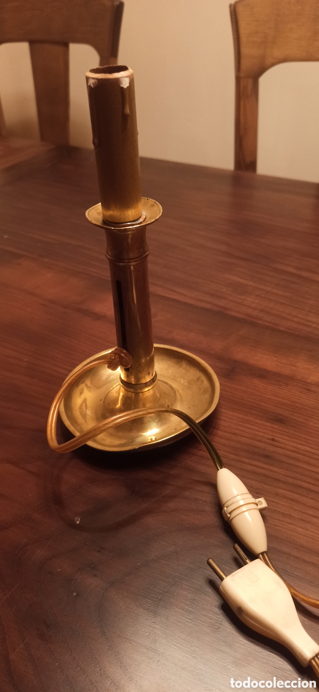 Vintage: L&aacute;mpara candelabro lat&oacute;n - Foto 4