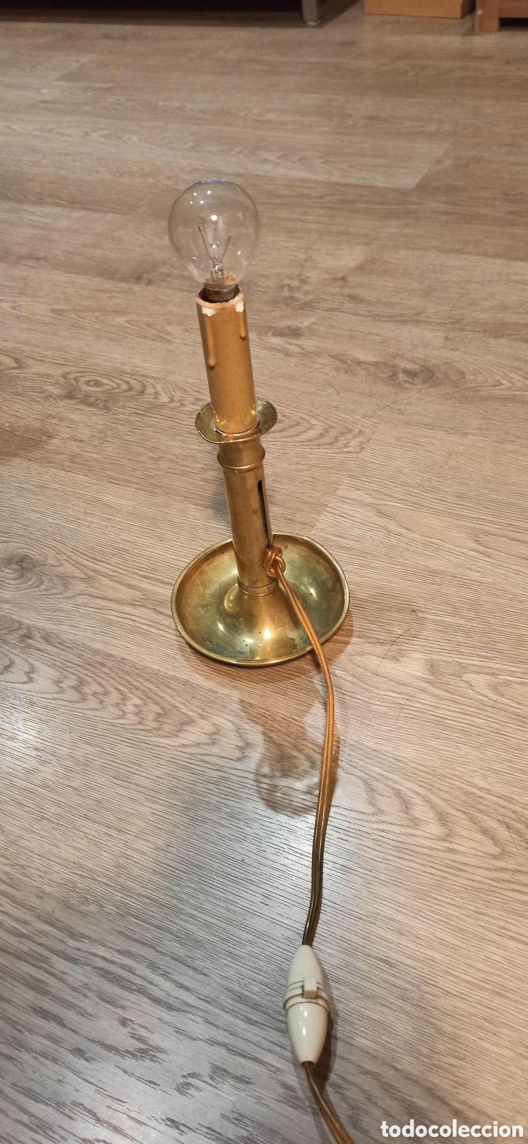 Vintage: L&aacute;mpara candelabro lat&oacute;n - Foto 5