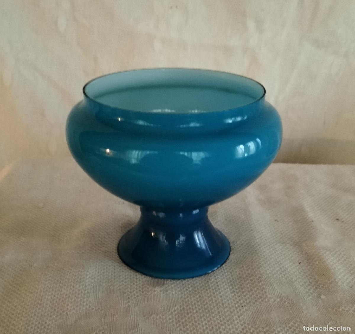 Vintage: TULIPAS DE OPALINA AZUL. - Foto 4