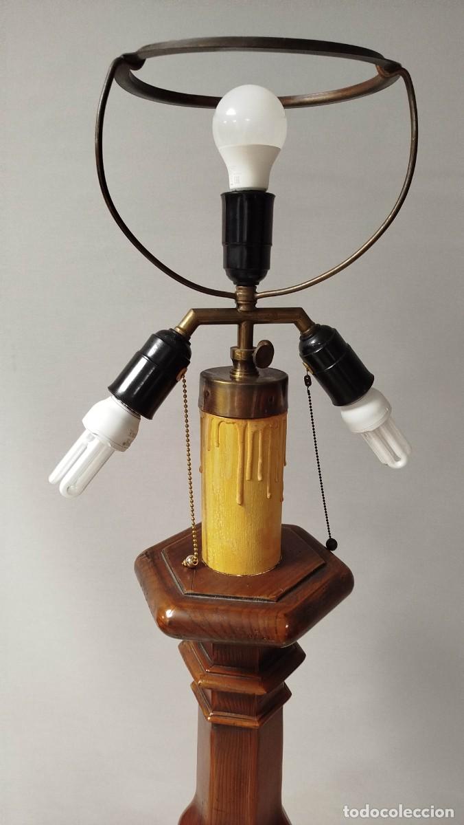 Vintage: LAMPARA DE PIE DE MADERA Y DE TRES LUCES MARCA LOS CERTALES - Foto 7