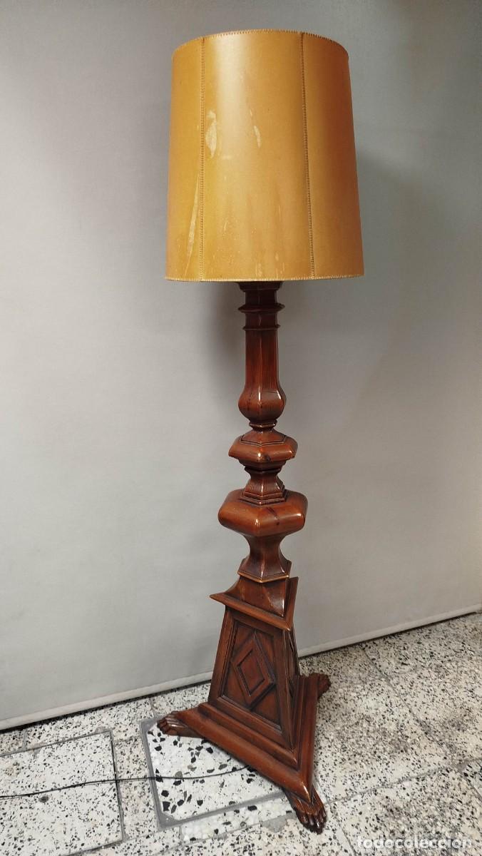 Vintage: LAMPARA DE PIE DE MADERA Y DE TRES LUCES MARCA LOS CERTALES - Foto 8