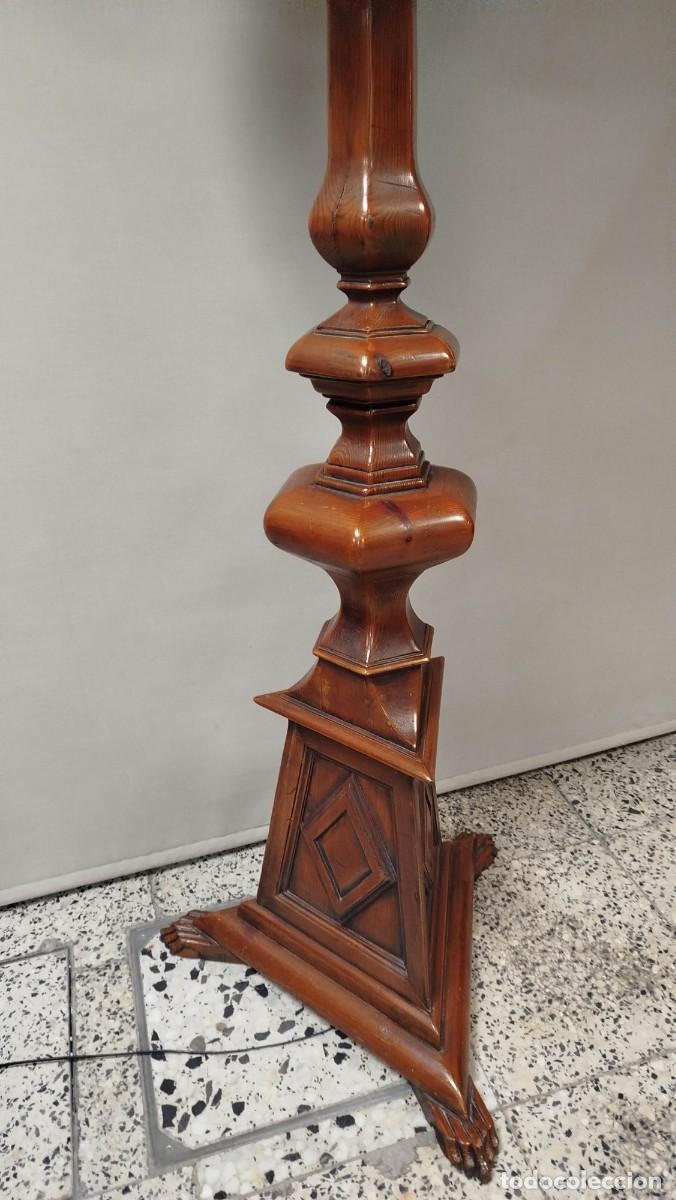 Vintage: LAMPARA DE PIE DE MADERA Y DE TRES LUCES MARCA LOS CERTALES - Foto 9