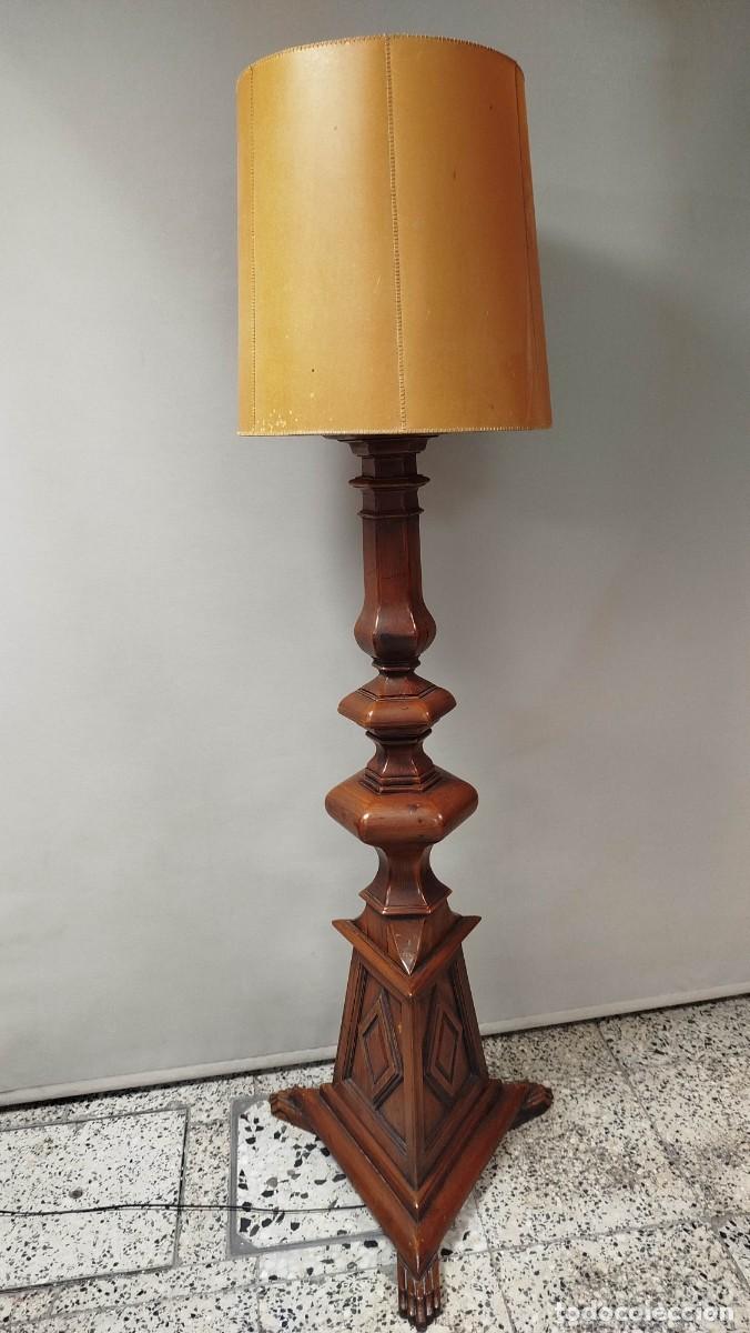 Vintage: LAMPARA DE PIE DE MADERA Y DE TRES LUCES MARCA LOS CERTALES - Foto 11