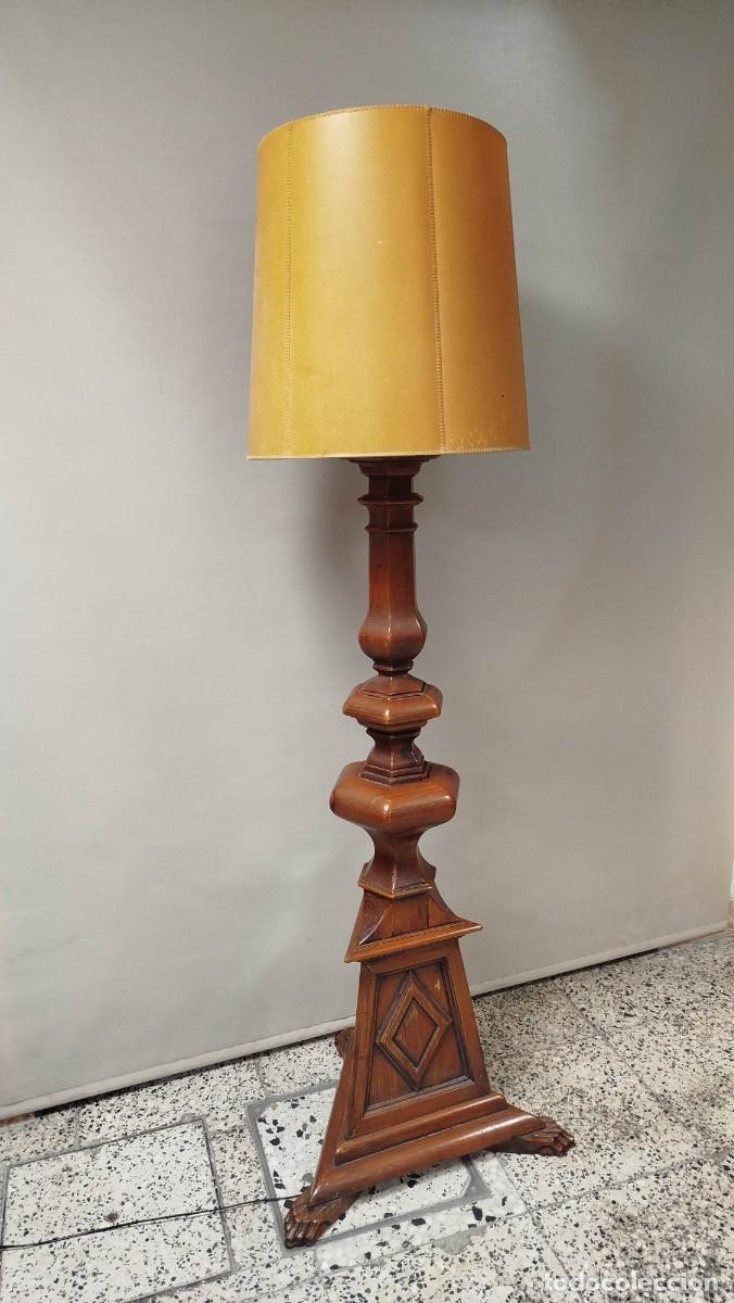 Vintage: LAMPARA DE PIE DE MADERA Y DE TRES LUCES MARCA LOS CERTALES - Foto 14