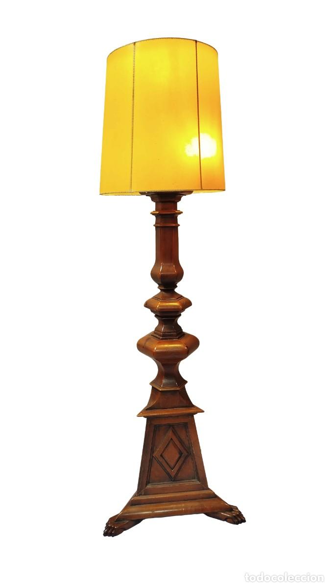 Vintage: LAMPARA DE PIE DE MADERA Y DE TRES LUCES MARCA LOS CERTALES - Foto 16