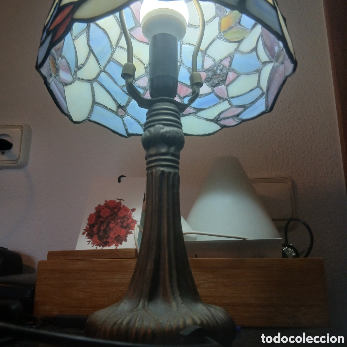 Vintage: L&aacute;mpara de mesa con cristales opalinos - Foto 7