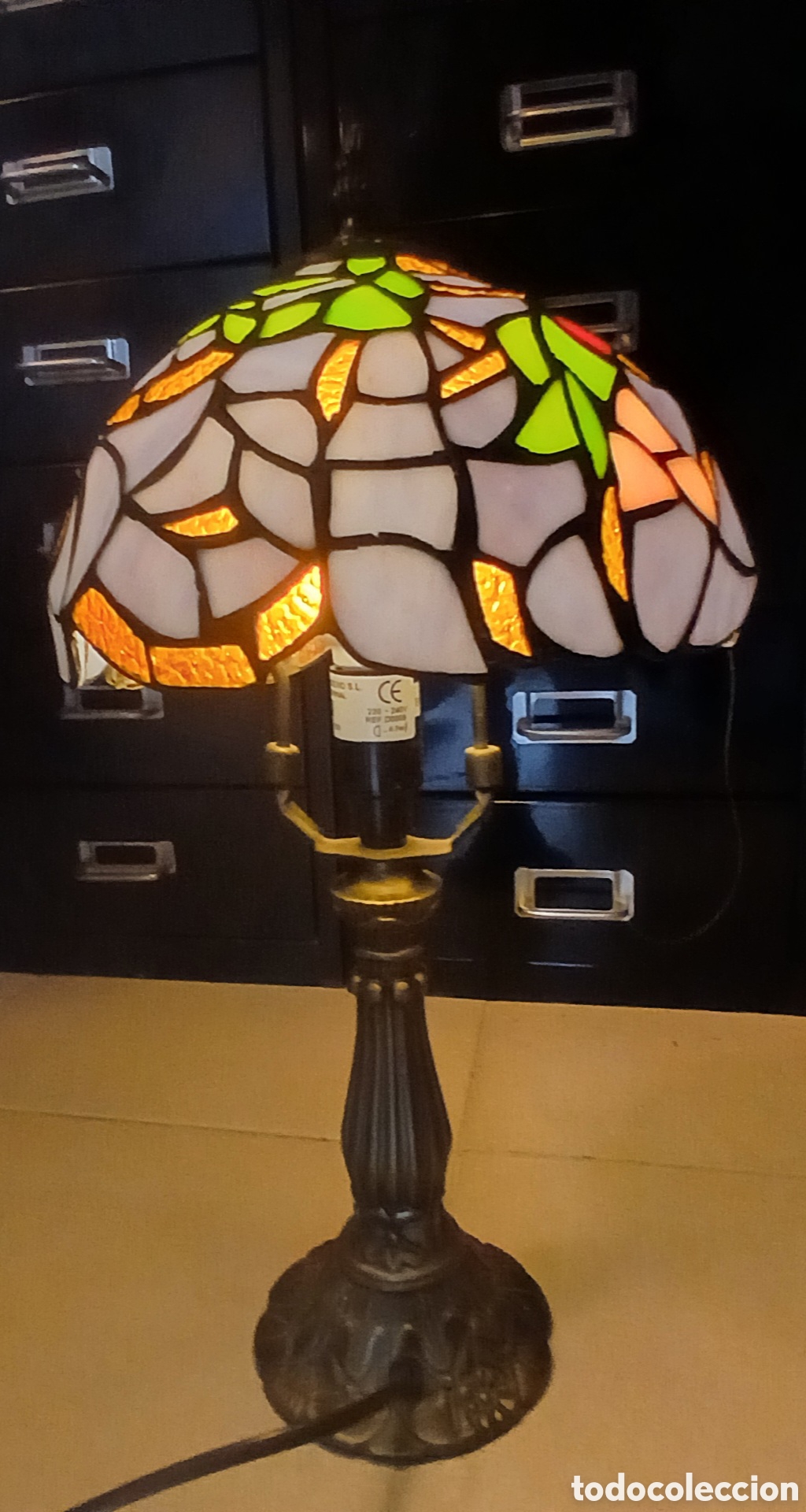 Vintage: Lampara de sobremesa con cristales opalinos - Foto 4