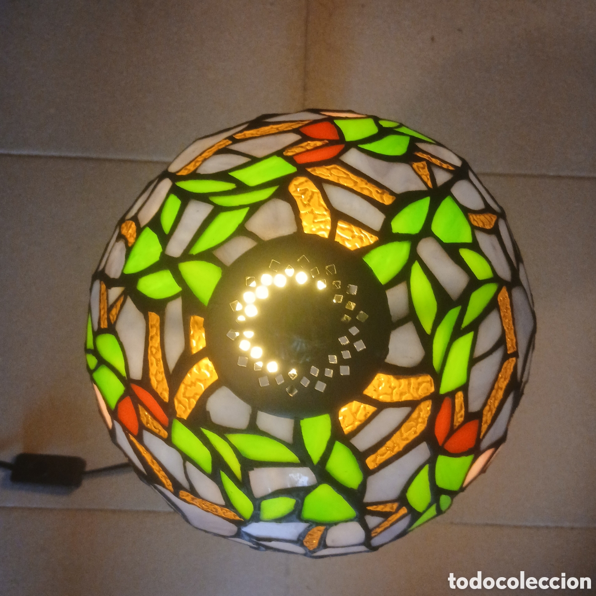 Vintage: Lampara de sobremesa con cristales opalinos - Foto 6