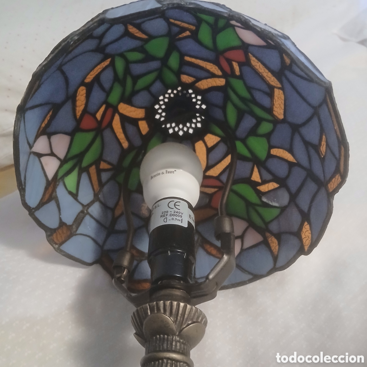 Vintage: Lampara de sobremesa con cristales opalinos - Foto 10