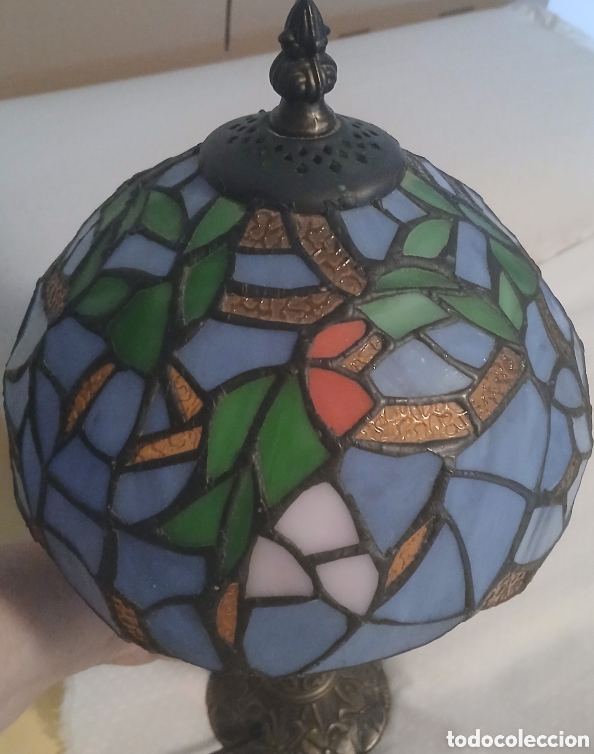 Vintage: Lampara de sobremesa con cristales opalinos - Foto 11
