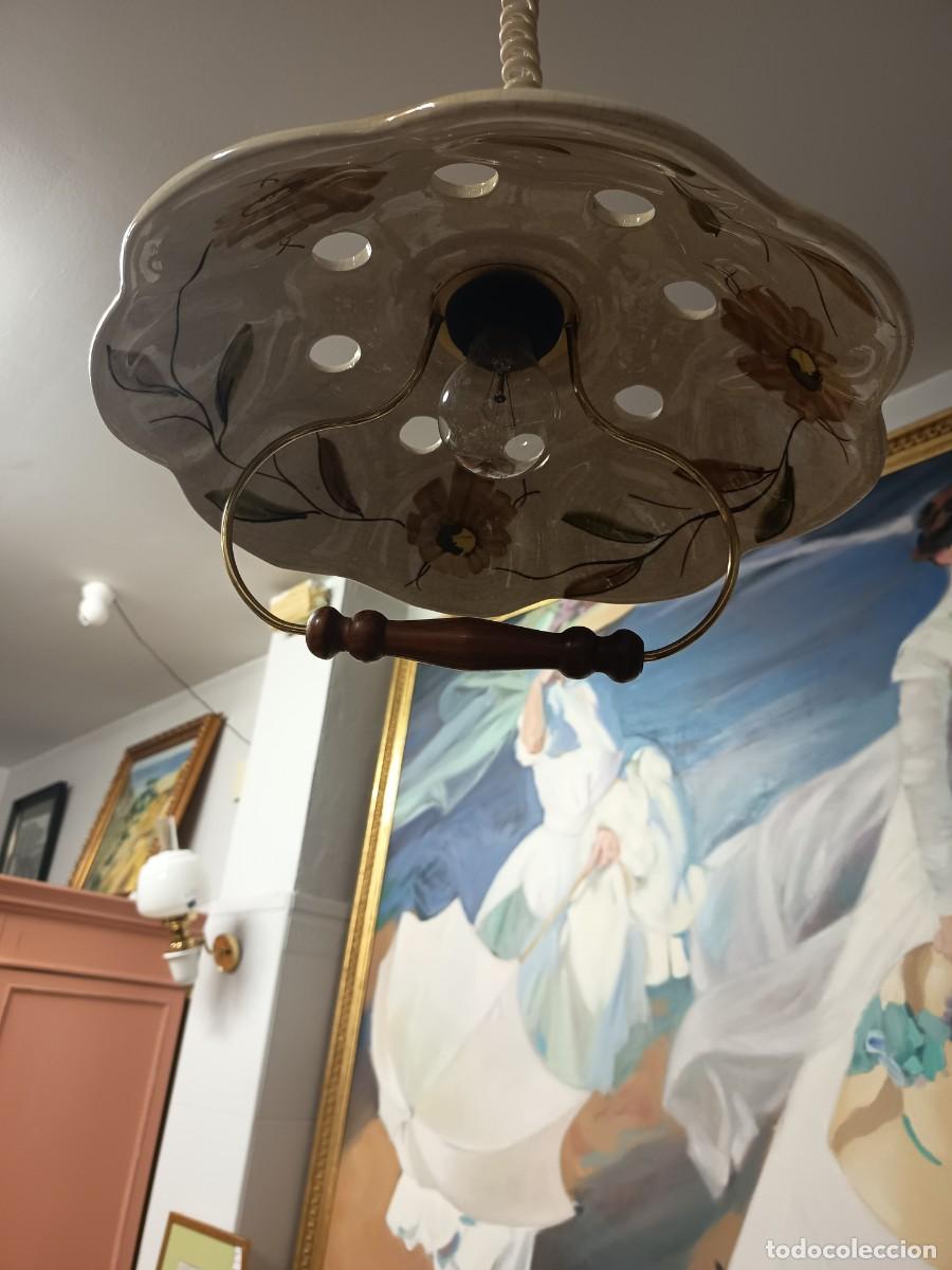 Vintage: L&aacute;mpara de techo cer&aacute;mica Flores - Foto 3