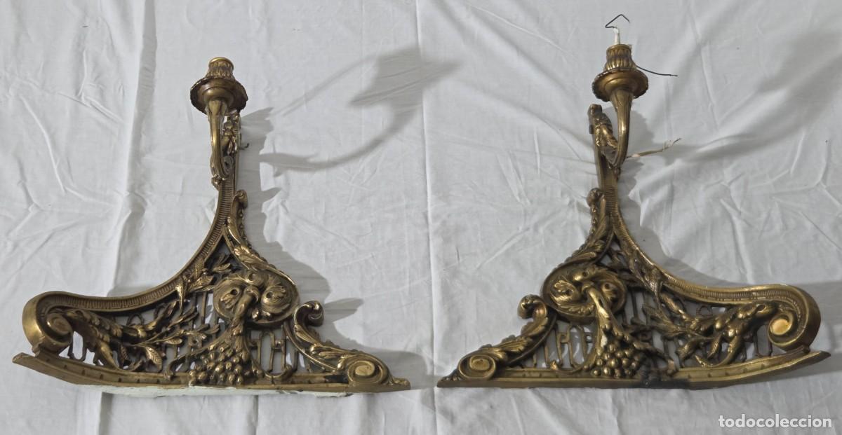 Vintage: Pareja de apliques de pared en bronce - Foto 2