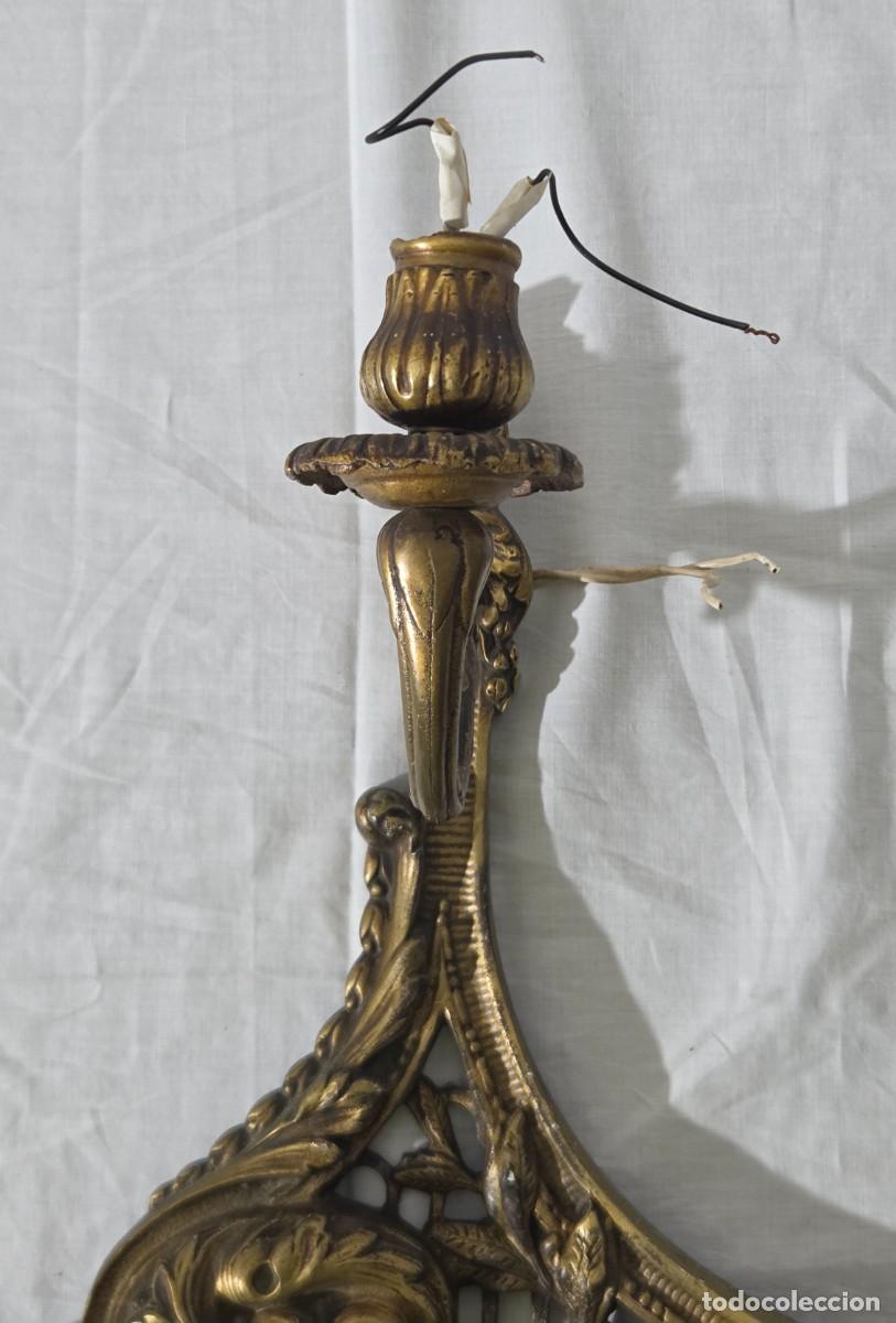 Vintage: Pareja de apliques de pared en bronce - Foto 13