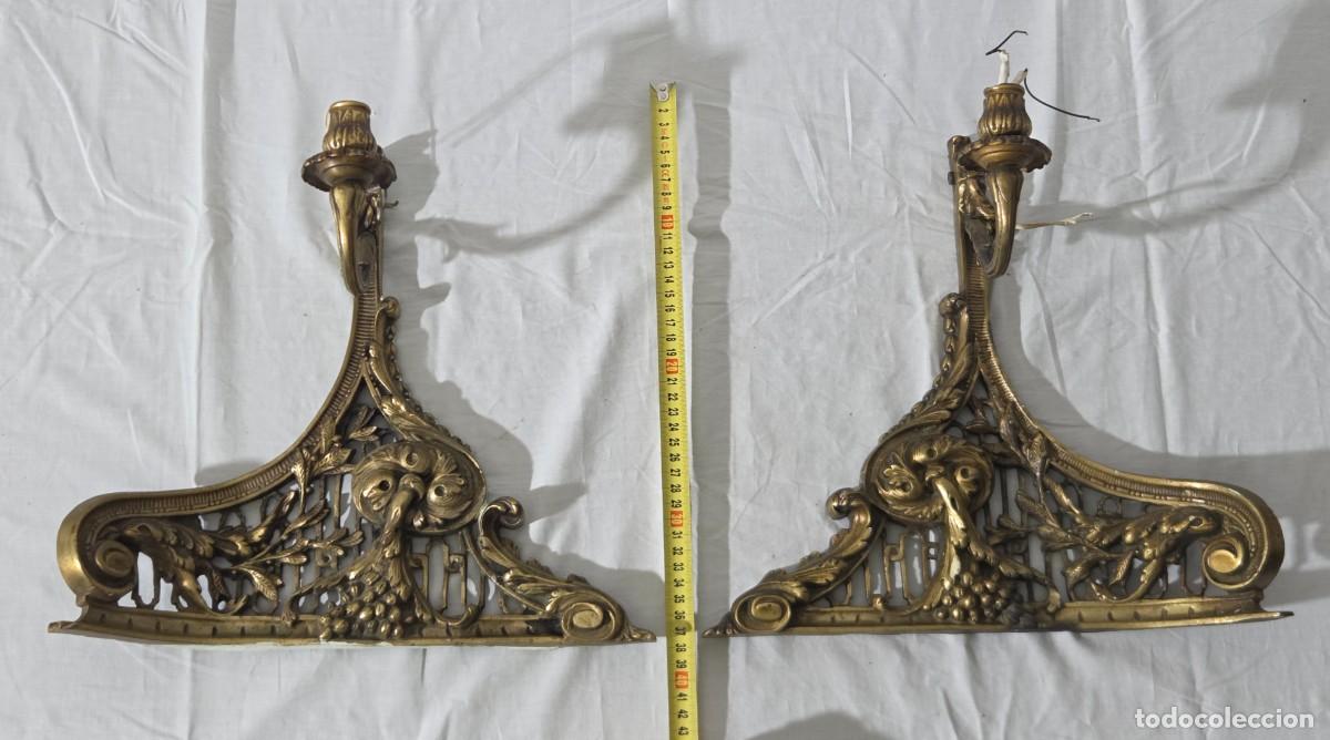 Vintage: Pareja de apliques de pared en bronce - Foto 21