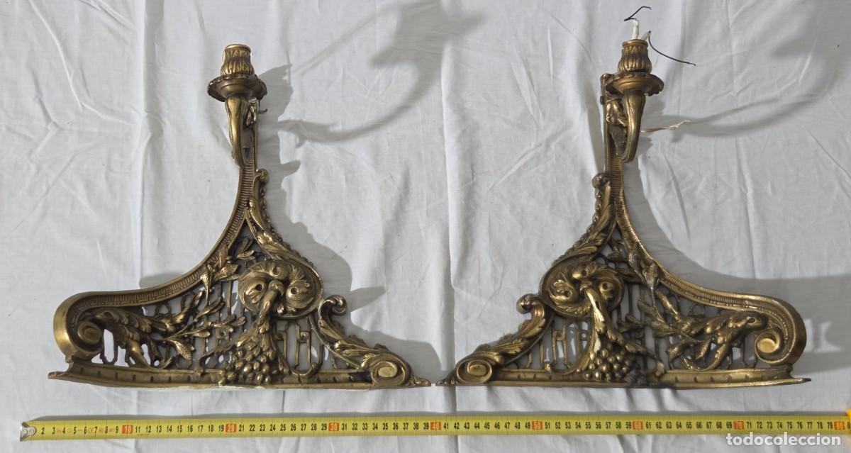 Vintage: Pareja de apliques de pared en bronce - Foto 22