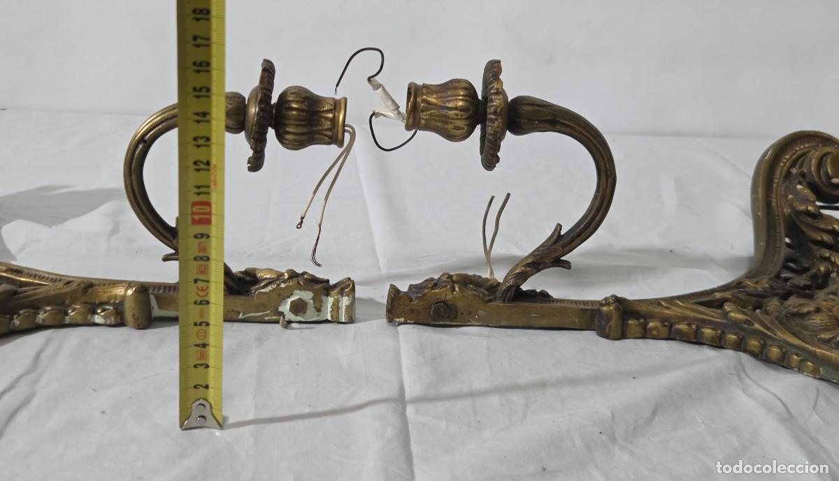 Vintage: Pareja de apliques de pared en bronce - Foto 23