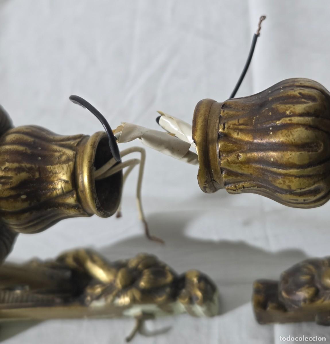 Vintage: Pareja de apliques de pared en bronce - Foto 24