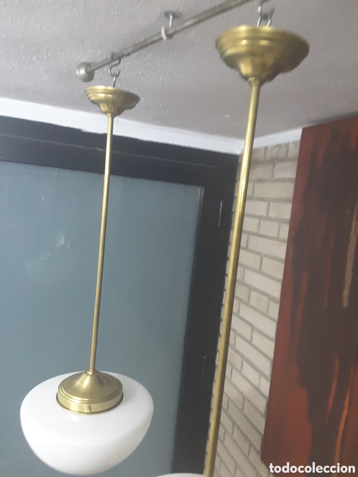 Vintage: L&aacute;mparas de techo opalina - Foto 4