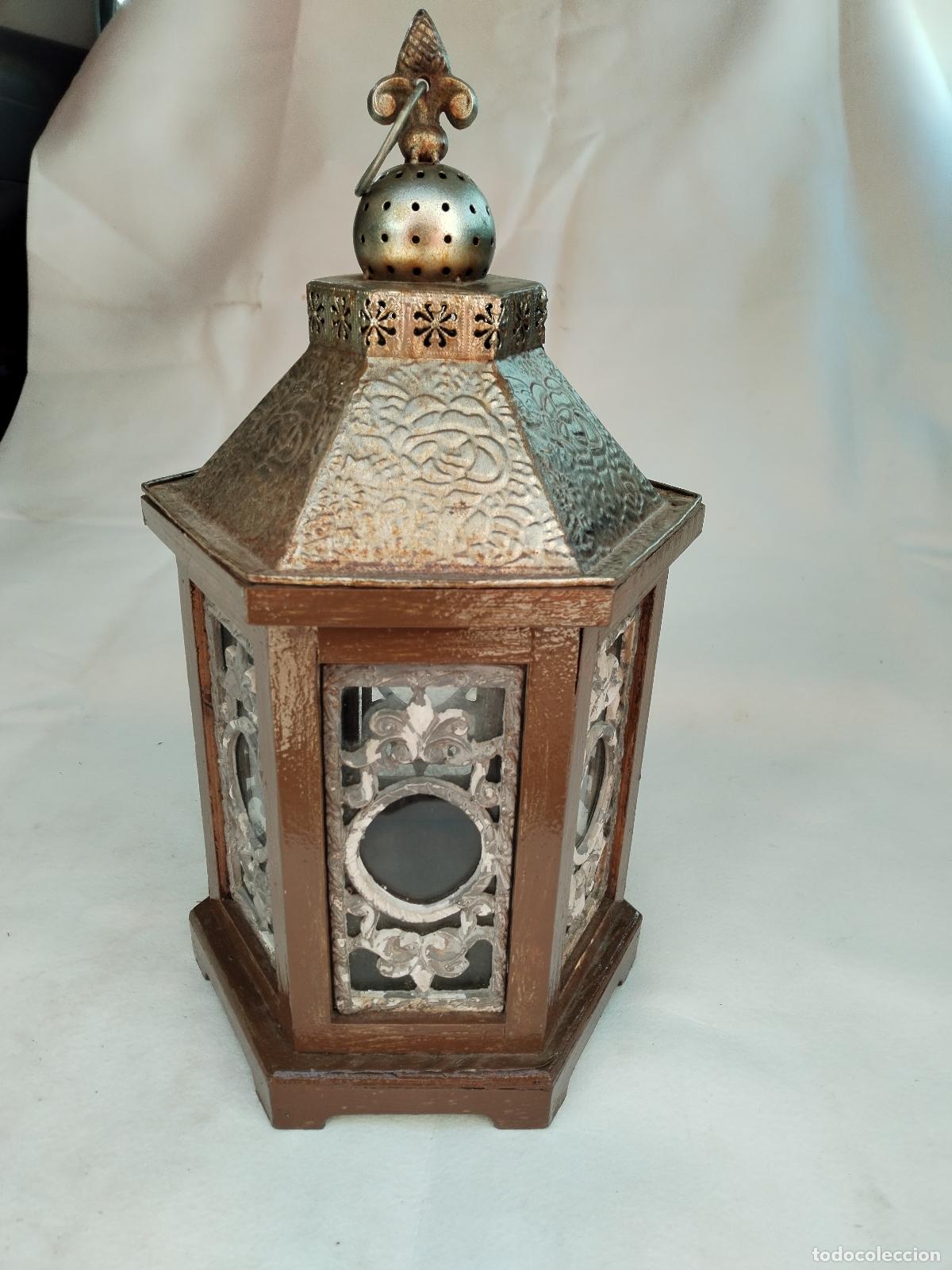 Vintage: farol candelabro vintage de madera - Foto 1