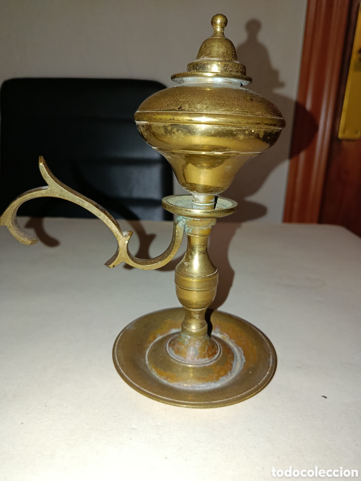 Vintage: L&aacute;mpara de aceite antigua de lat&oacute;n - Foto 1