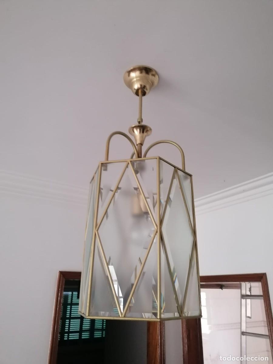 Vintage: Candeeiro Suspenso Estilo Lanterna Dourado - Foto 1