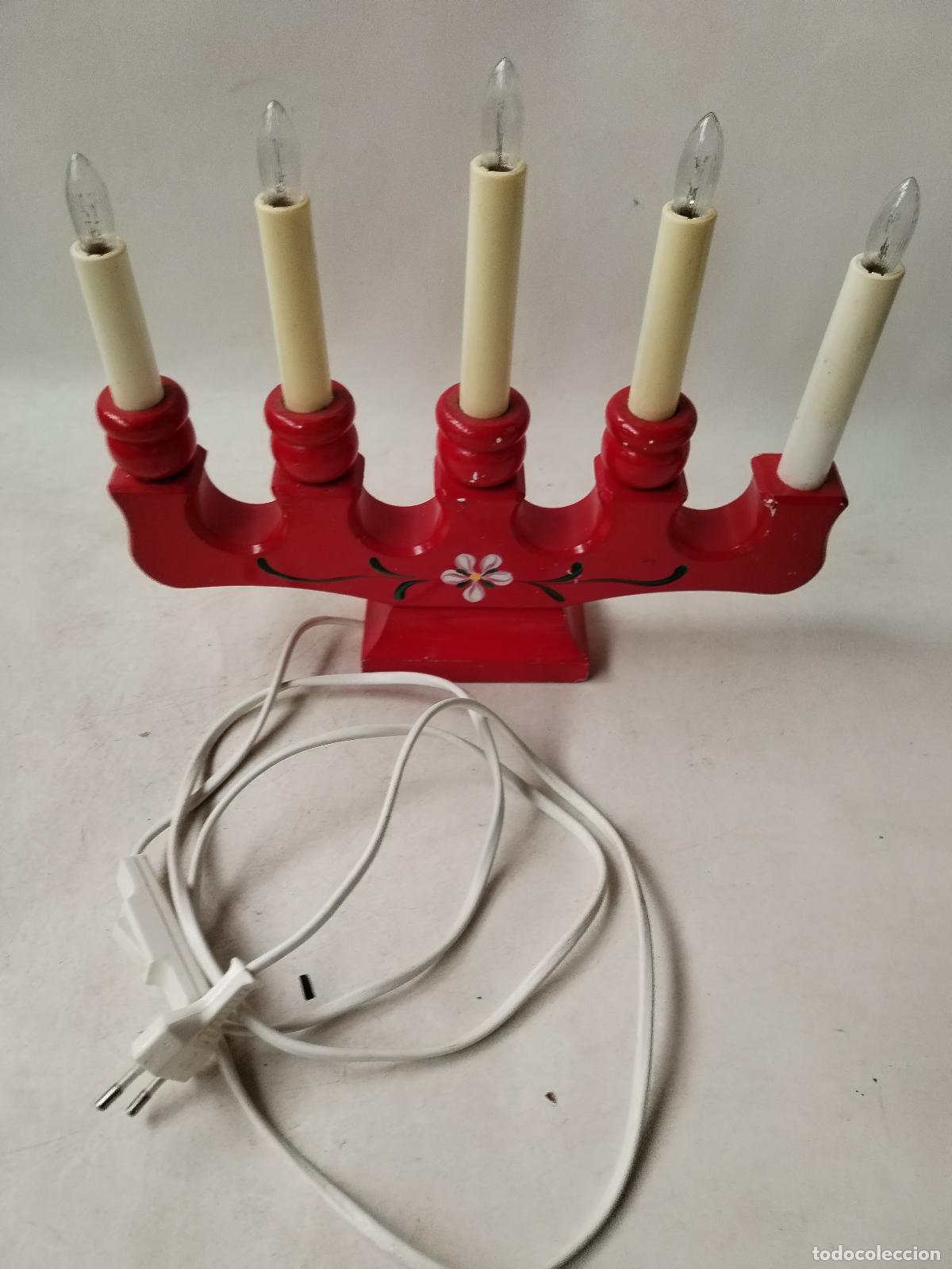 Vintage: lampara candelabro de madera - Foto 2