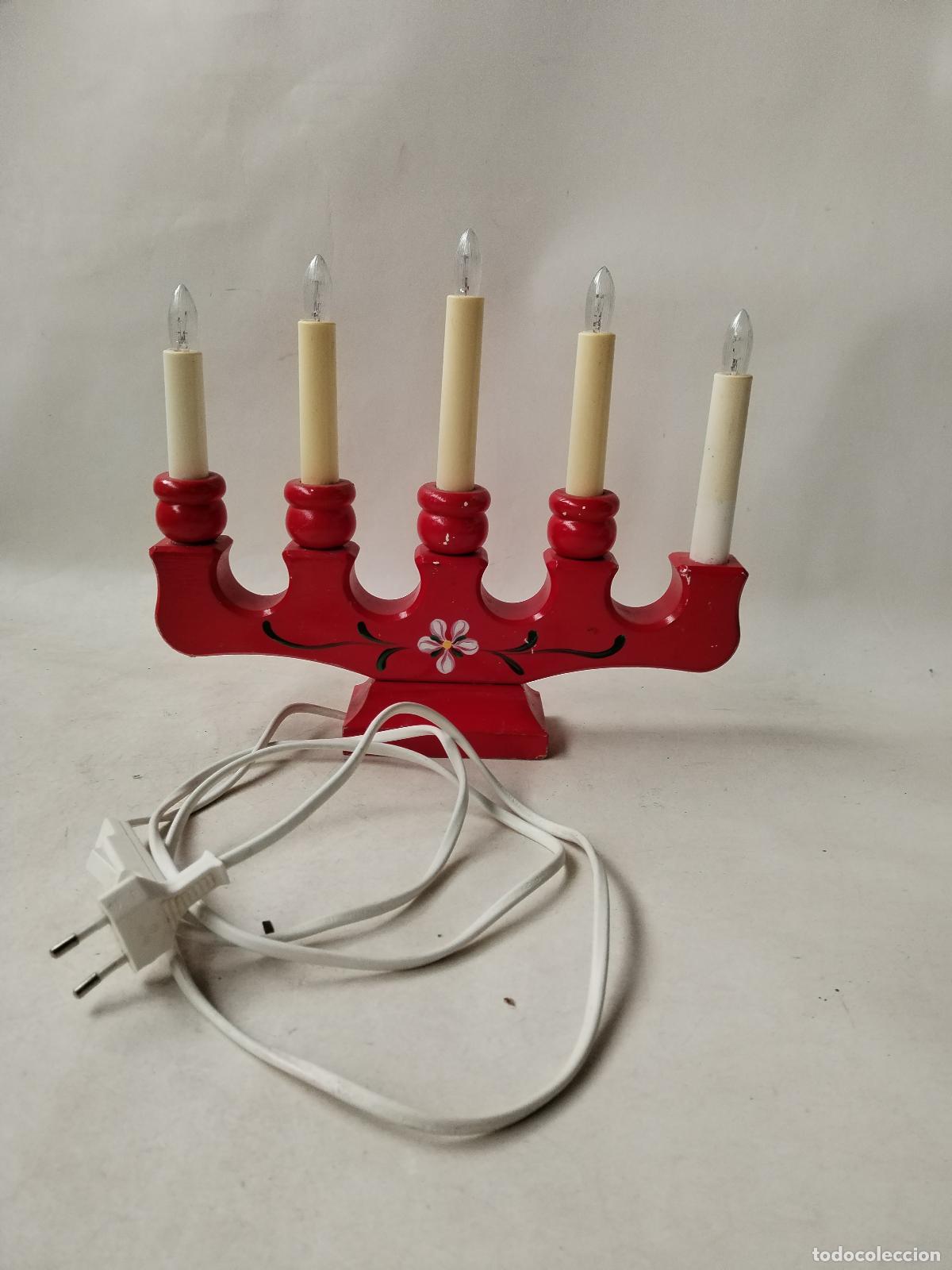 Vintage: lampara candelabro de madera - Foto 4