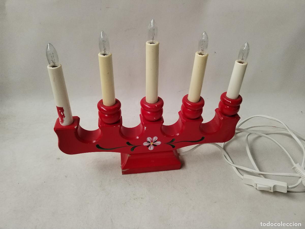 Vintage: lampara candelabro de madera - Foto 6