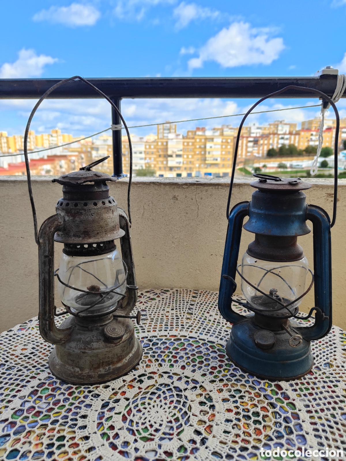 Vintage: 2 ANTIGUAS L&Aacute;MPARAS DE PETROLEO - Foto 1
