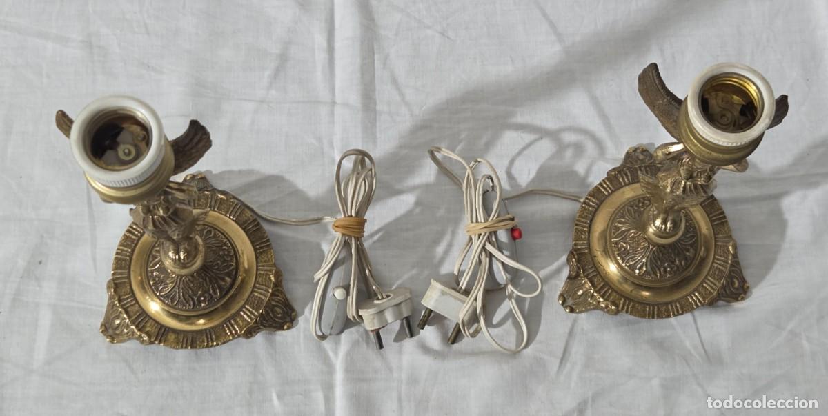 Vintage: Pareja de lamparas de bronce en forma de angeles, Funcionando - Foto 3