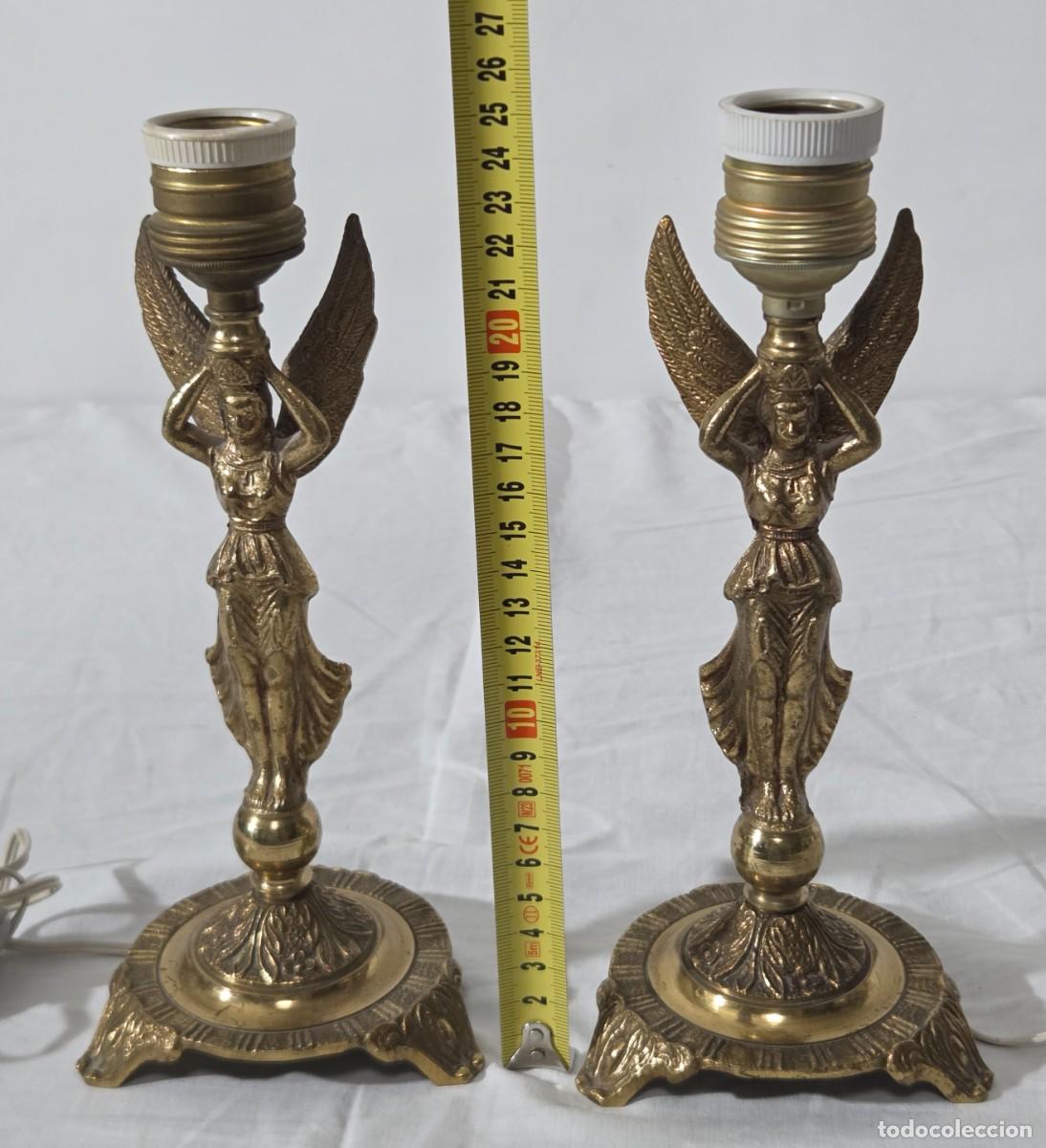 Vintage: Pareja de lamparas de bronce en forma de angeles, Funcionando - Foto 17