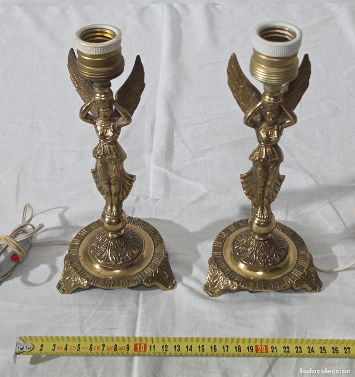 Vintage: Pareja de lamparas de bronce en forma de angeles, Funcionando - Foto 18