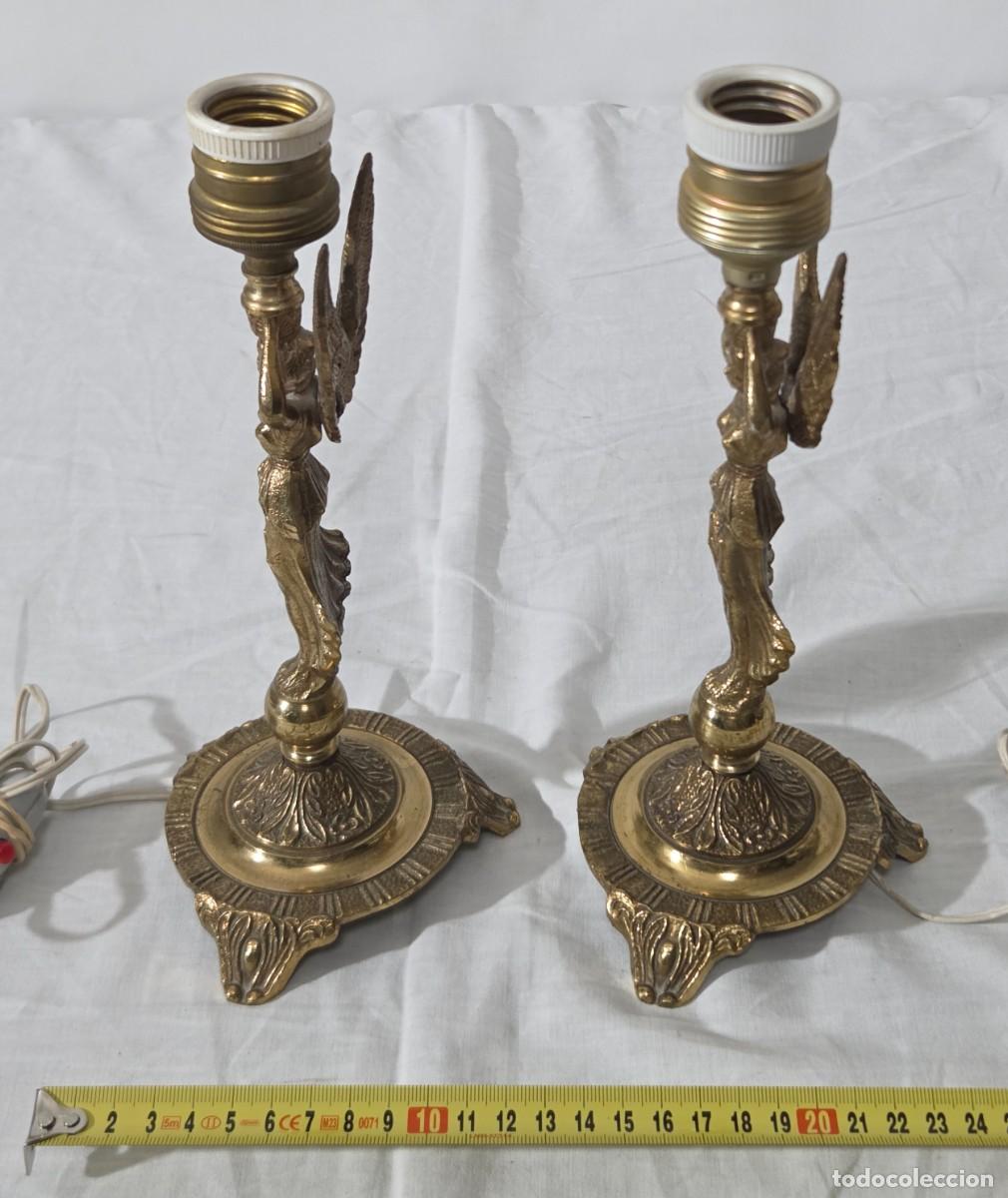 Vintage: Pareja de lamparas de bronce en forma de angeles, Funcionando - Foto 19