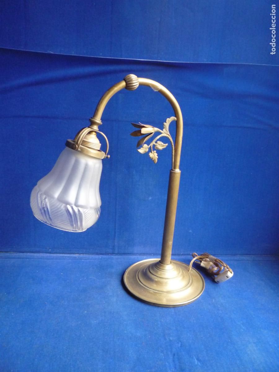 Vintage: LAMPARA SOBREMESA BRONCE CON TULIPA - Foto 1