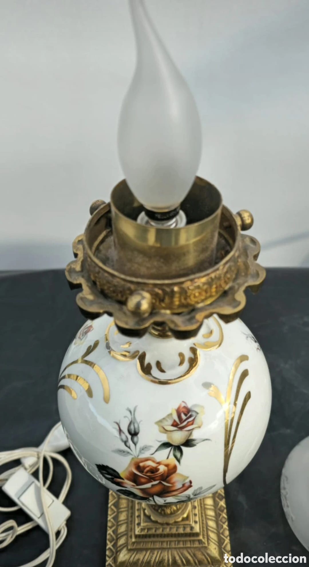 Vintage: Lampara vintage ceramica bronce - Foto 3
