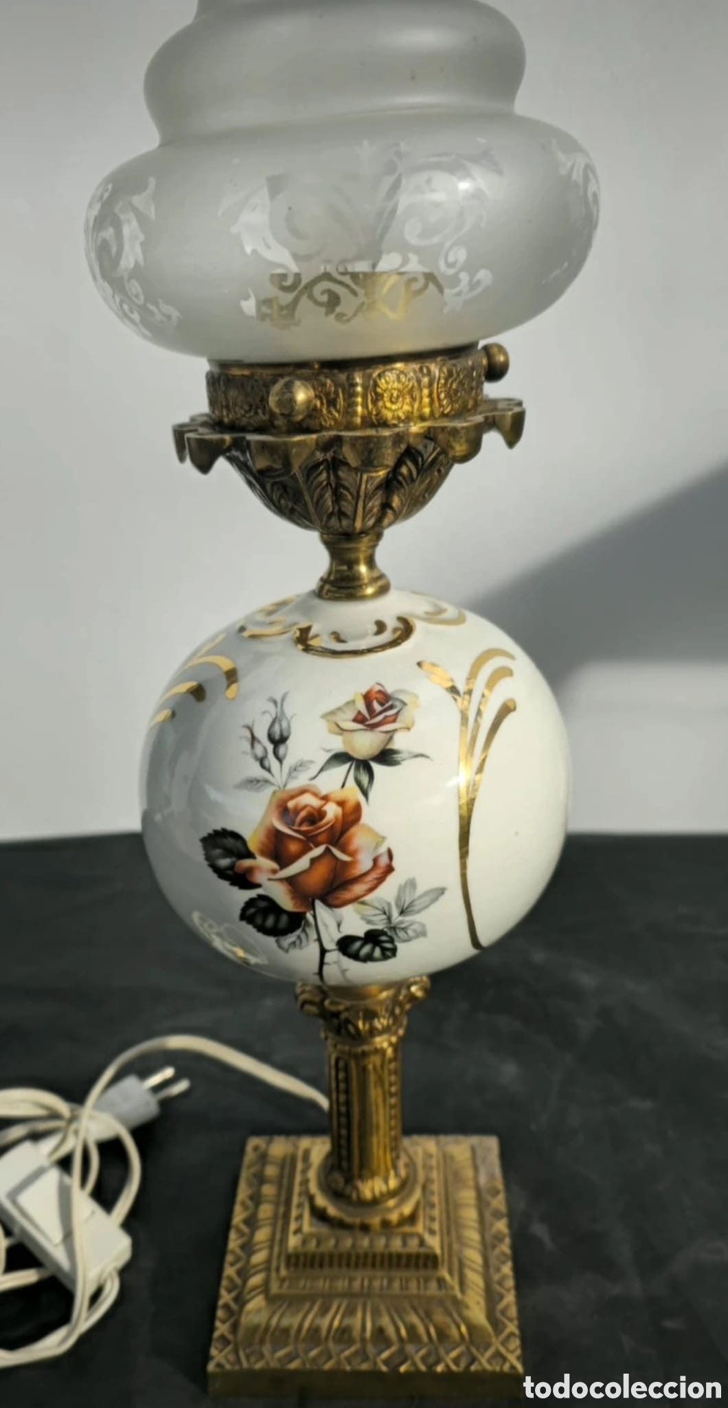 Vintage: Lampara vintage ceramica bronce - Foto 4