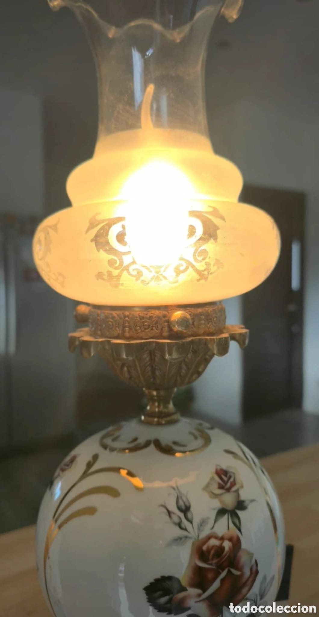 Vintage: Lampara vintage ceramica bronce - Foto 5