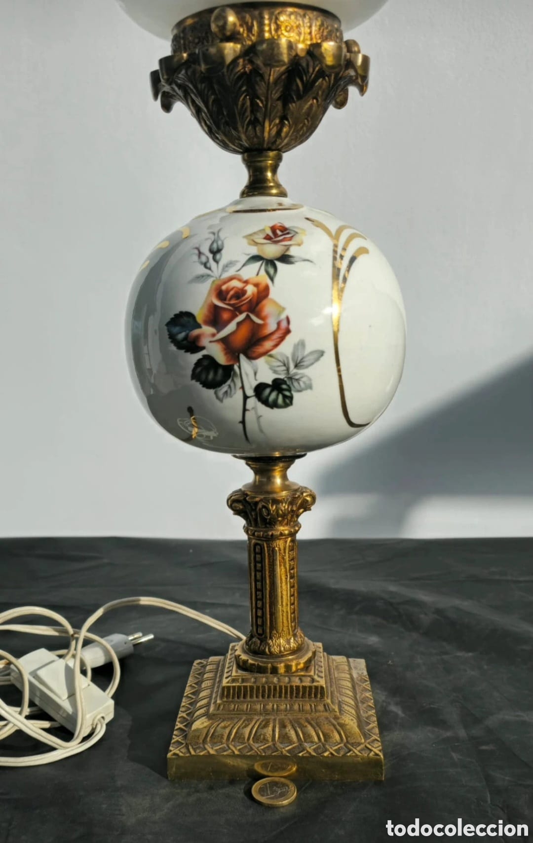 Vintage: Lampara vintage ceramica bronce - Foto 8