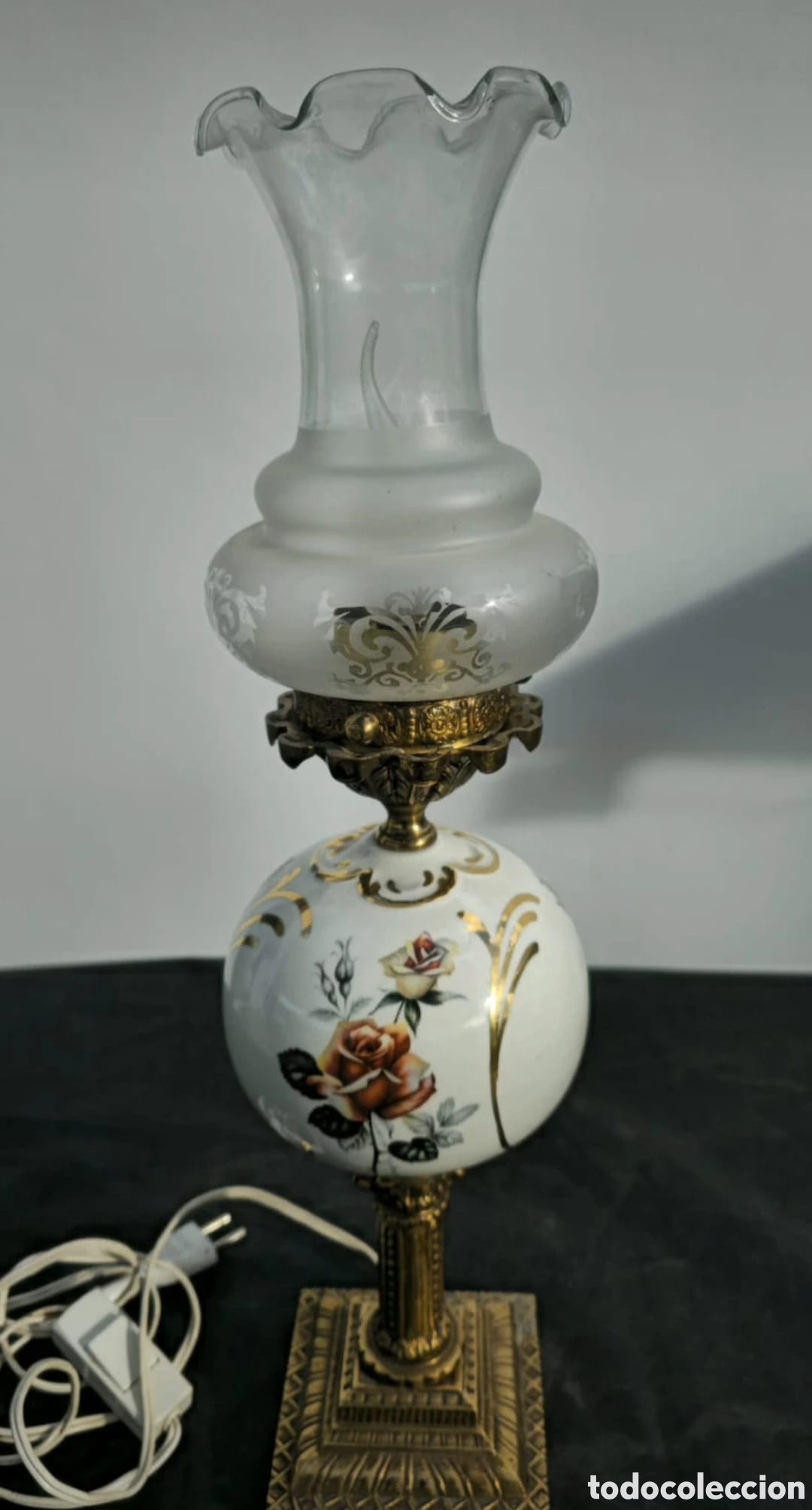 Vintage: Lampara vintage ceramica bronce - Foto 2