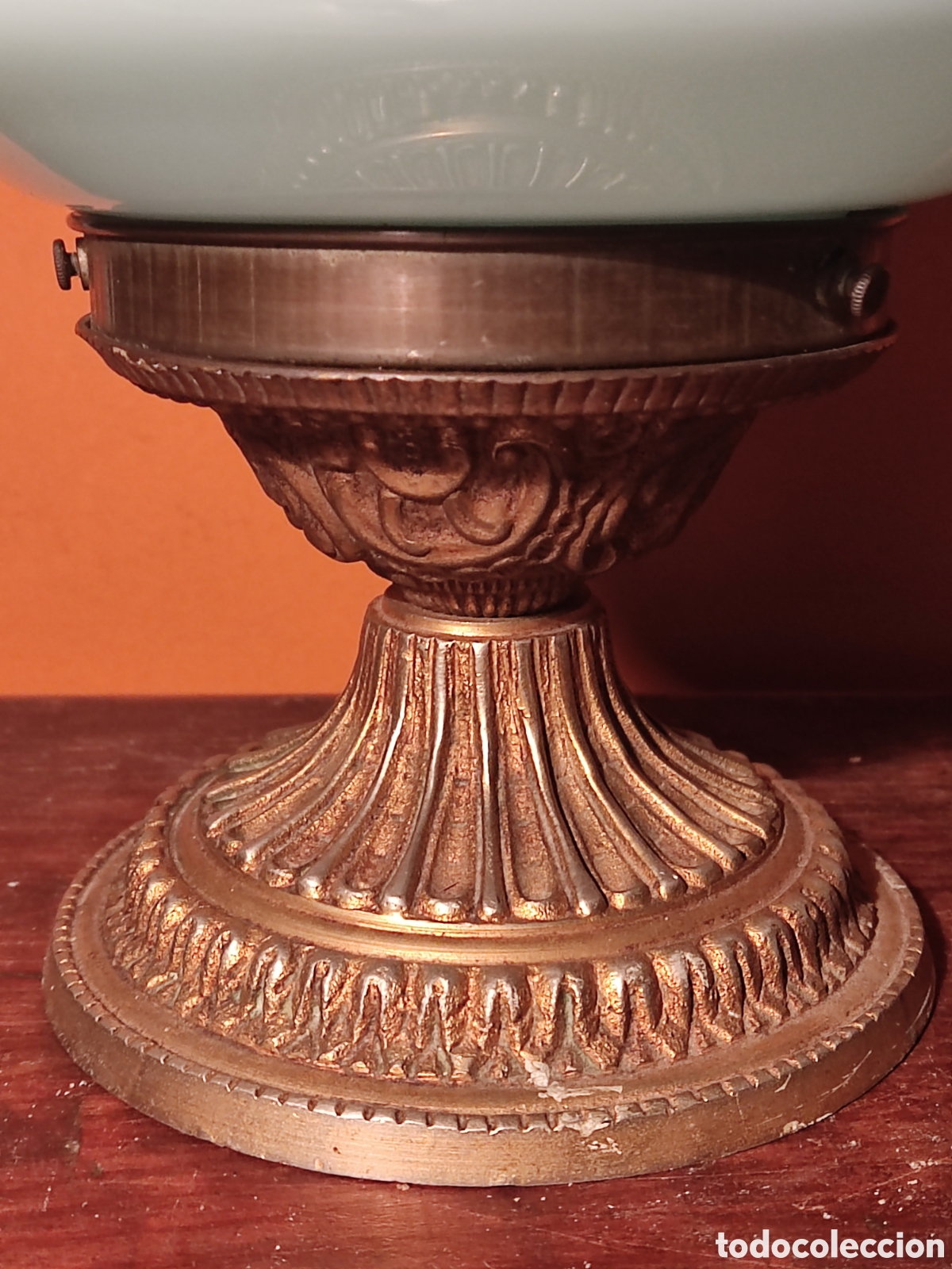 Vintage: L&aacute;mpara bronce y opalina - Foto 2
