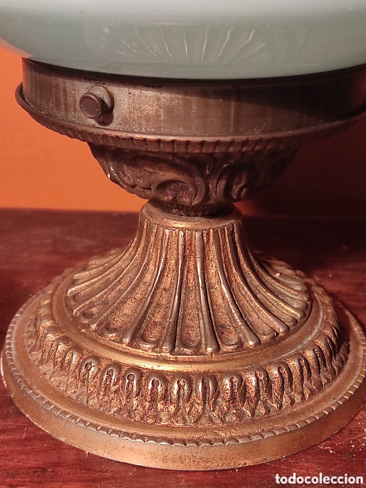 Vintage: L&aacute;mpara bronce y opalina - Foto 5