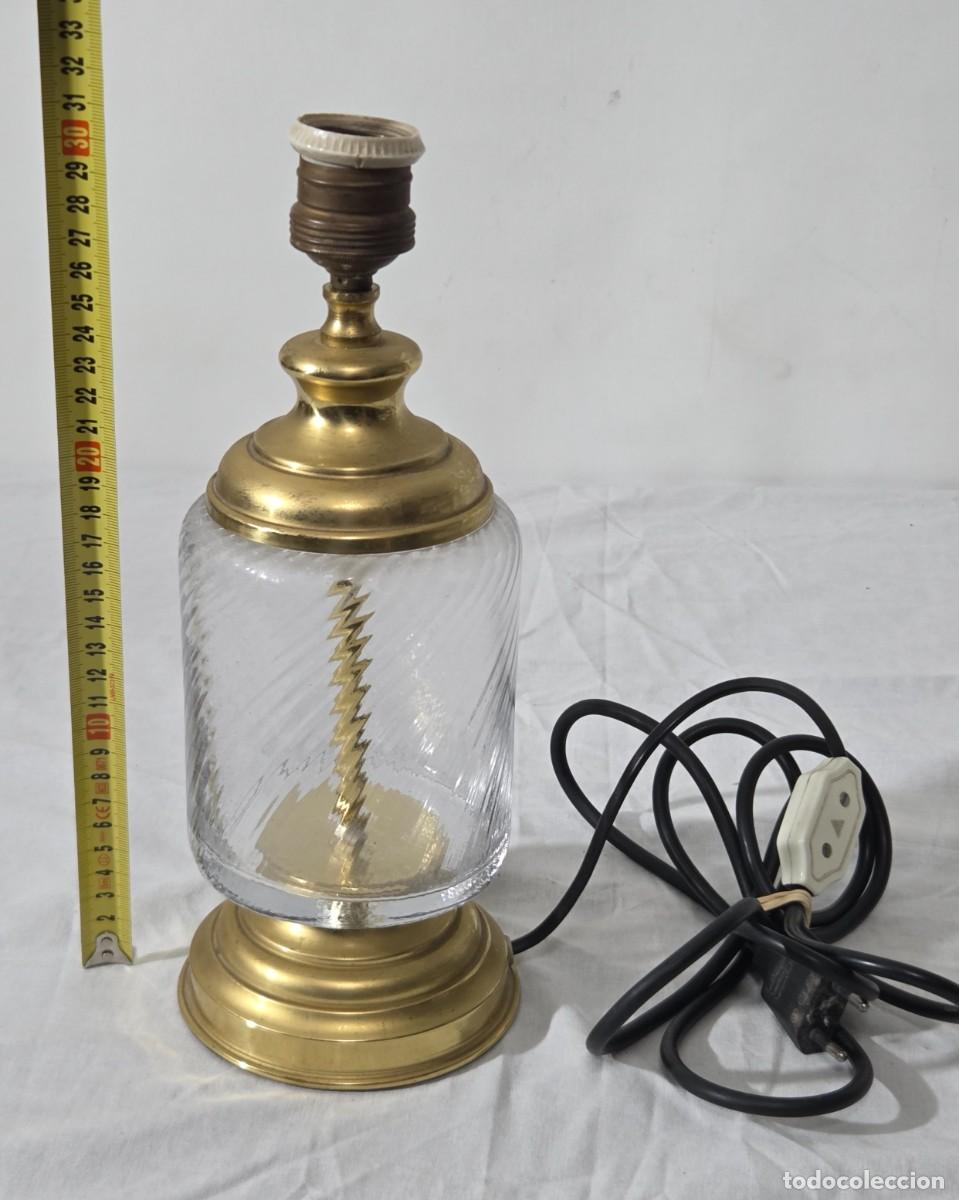 Vintage: Lampara de lat&oacute;n y vidrio, Funcionando - Foto 12