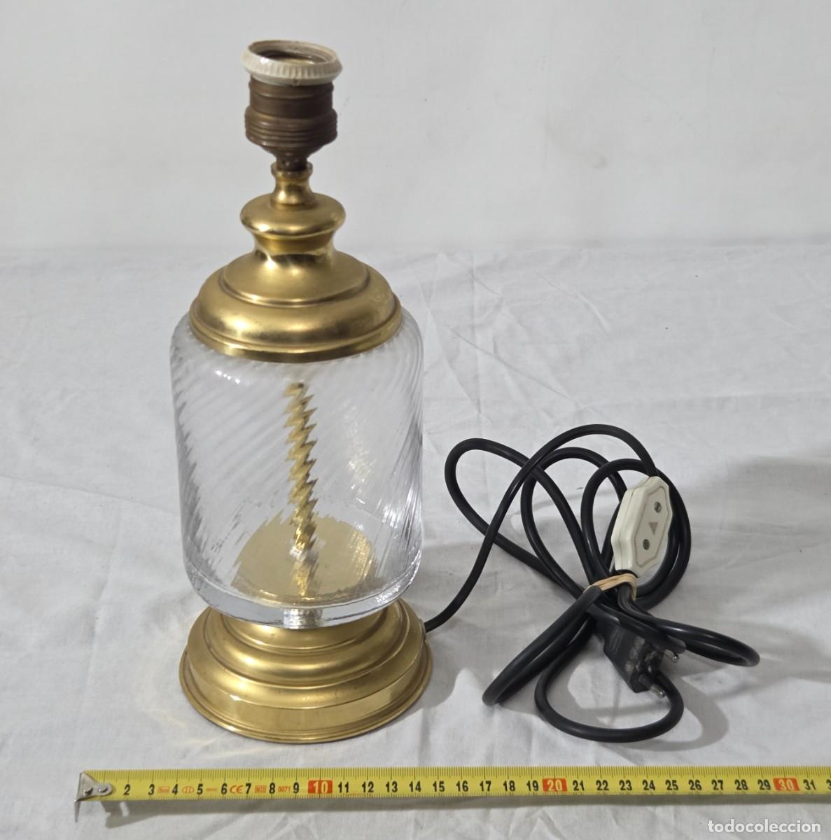 Vintage: Lampara de lat&oacute;n y vidrio, Funcionando - Foto 13