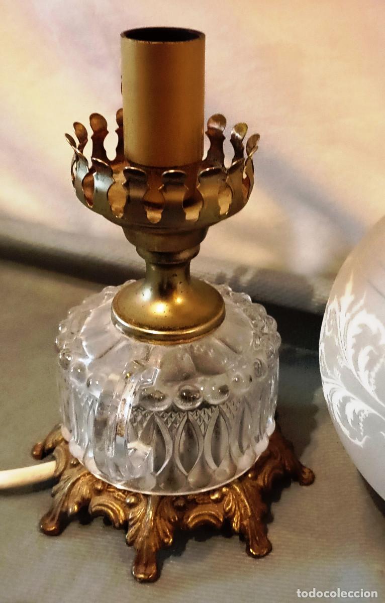 Vintage: L&aacute;mpara de aceite electrificada de vidrio y Bronce - Foto 12